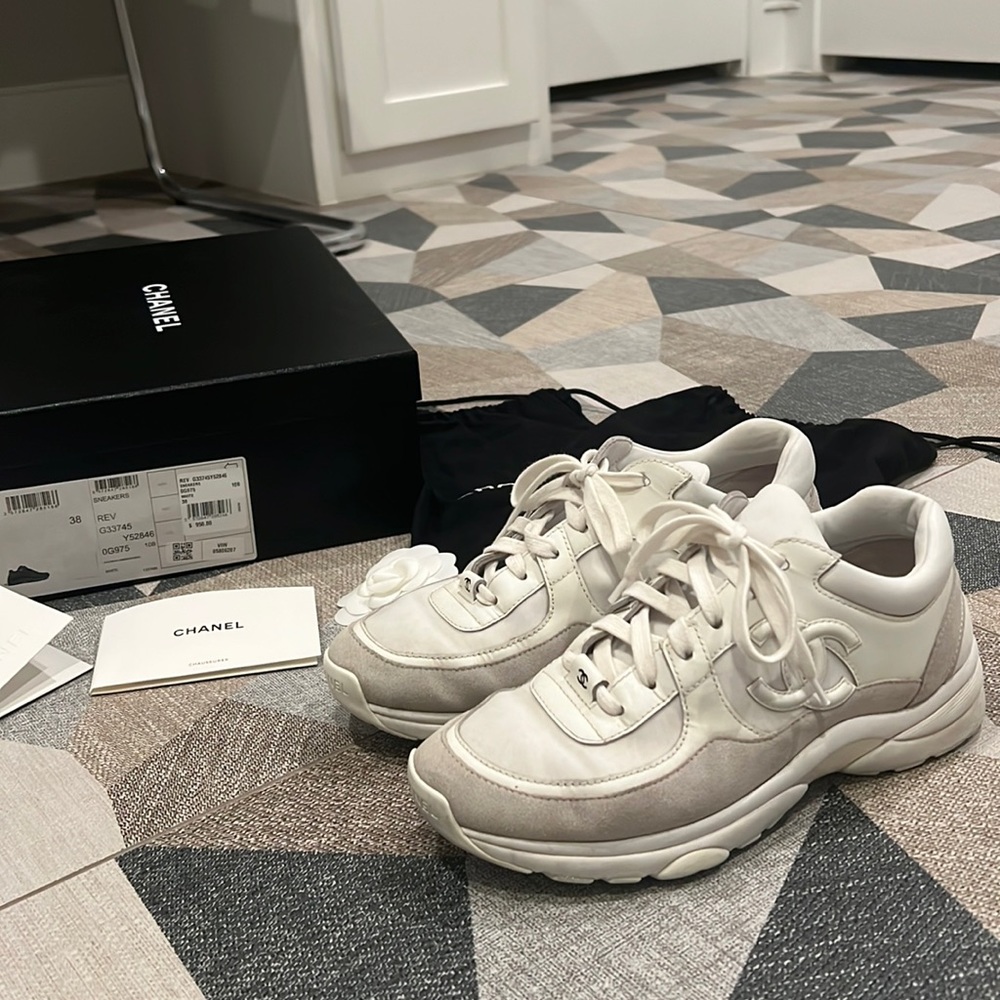 Chanel Size 38 White Sneakers!